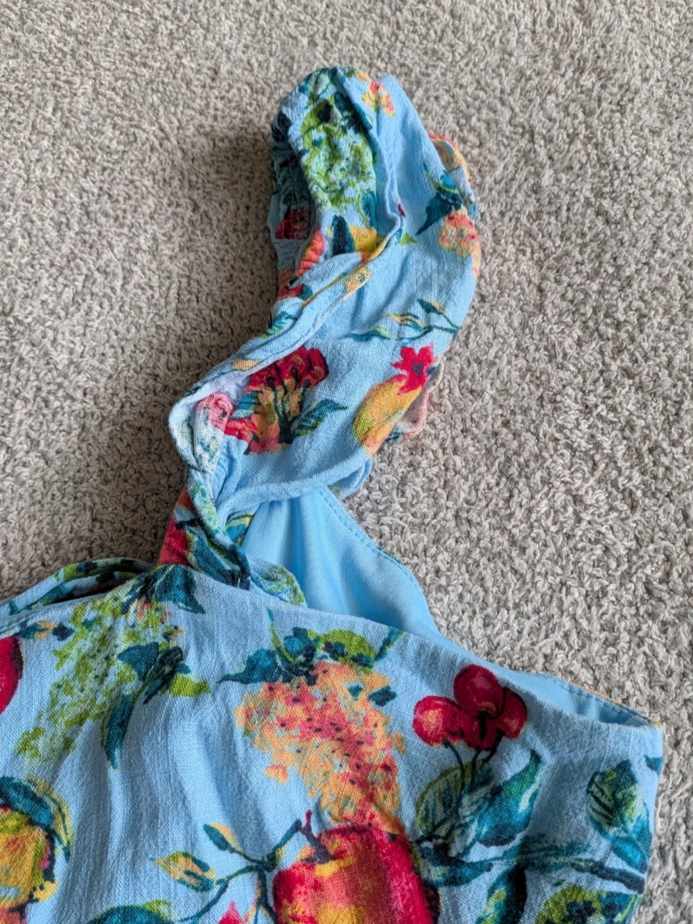 🌼B2G1🌼 LC Lauren Conrad Light Blue Fruit Print Square-Neck Mini Dress - Picture 5 of 8